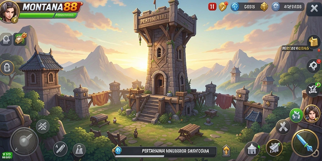 Screenshot utama MONTANA88 menampilkan aksi seru dalam Tower Defense.