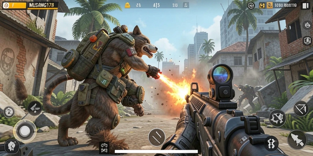 Tampilan gameplay seru dari MUSANG178 dengan aksi tembak-menembak yang menegangkan.