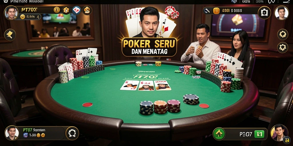 Tampilan gameplay Poker yang seru dan menegangkan dalam PT707.