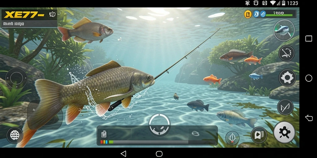 Menampilkan gameplay seru XE77 saat memancing ikan.